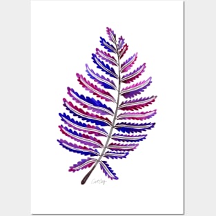 fern leaf indigo Posters and Art